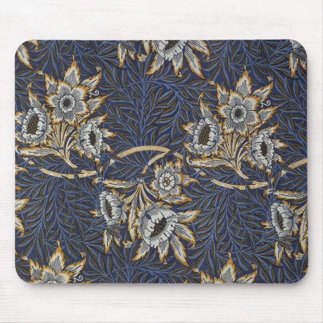William Morris Tulip Willow Pattern Blue Floral Mouse Pad (Front)