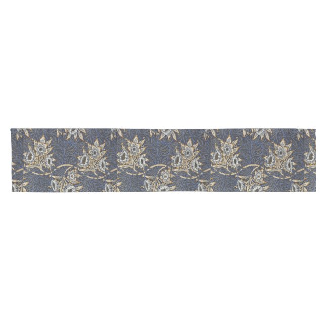 William Morris Tulip Willow Pattern Blue Floral Short Table Runner (Horizontal)
