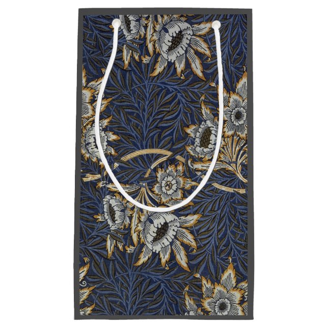 William Morris Tulip Willow Pattern Blue Floral Small Gift Bag (Front)