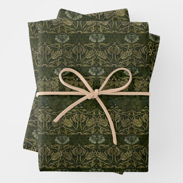 William Morris : Tulipe verte et papier Rose (En situation)