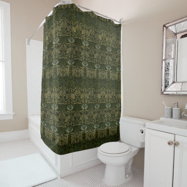 William Morris : Tulipe verte et rideau de douche  (En situation)