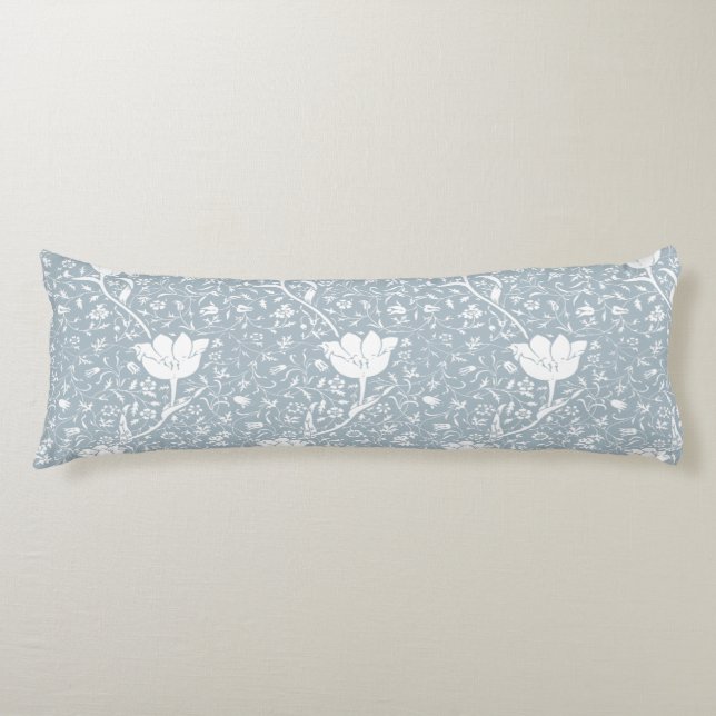 William Morris Tulips in White Pattern  Body Pillow (Front)