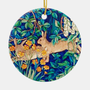 William Morris "Two Hares" Wild Rabbits Print  Ceramic Ornament