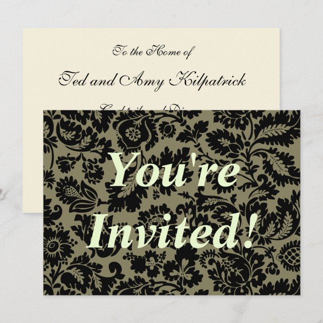 William Morris Venetian Damask Brocade Invitation (Front/Back)