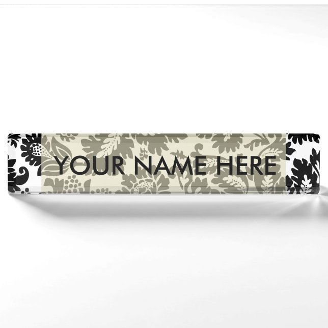 William Morris Venetian Damask Brocade Nameplate (Front)