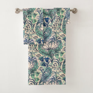 William Morris Vert Crème Turquoise Motif Floral