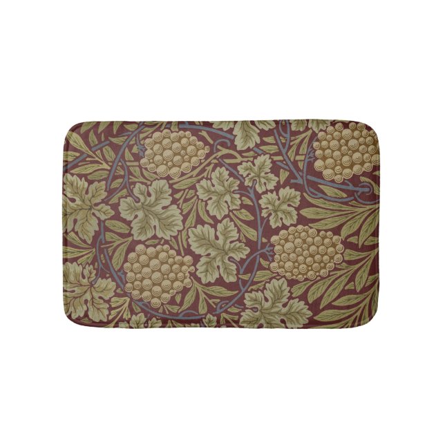 William Morris Vine Grape Red Green Art Bath Mat (Front)