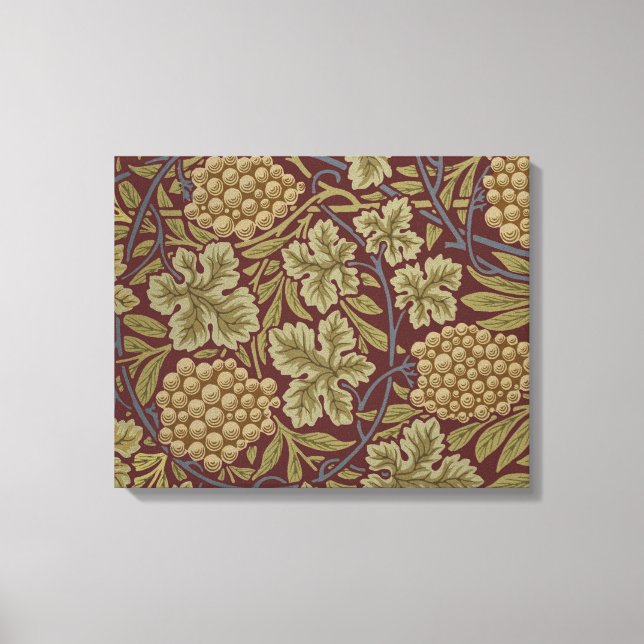 William Morris Vine Grape Red Green Art Canvas Print (Front)