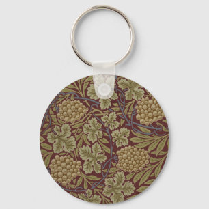 William Morris Vine Grape Red Green Art Keychain