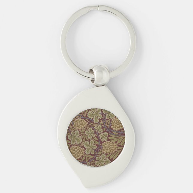 William Morris Vine Grape Red Green Art Keychain (Front)