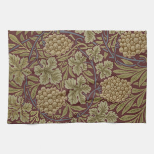 William Morris Vine Grape Red Green Art Kitchen Towel