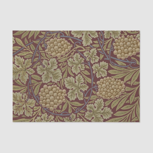 William Morris Vine Grape Red Green Art Tissue Paper (Front)
