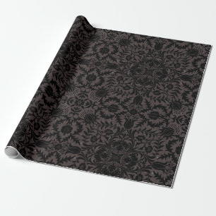 William Morris Vine Vintage Black Flower Pattern Wrapping Paper