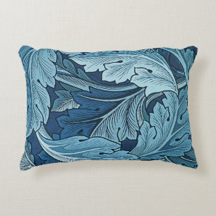 William Morris Vintage Acanthus Foliage Blue Accent Pillow