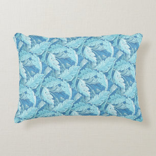 William Morris Vintage Acanthus Foliage Blue Accent Pillow