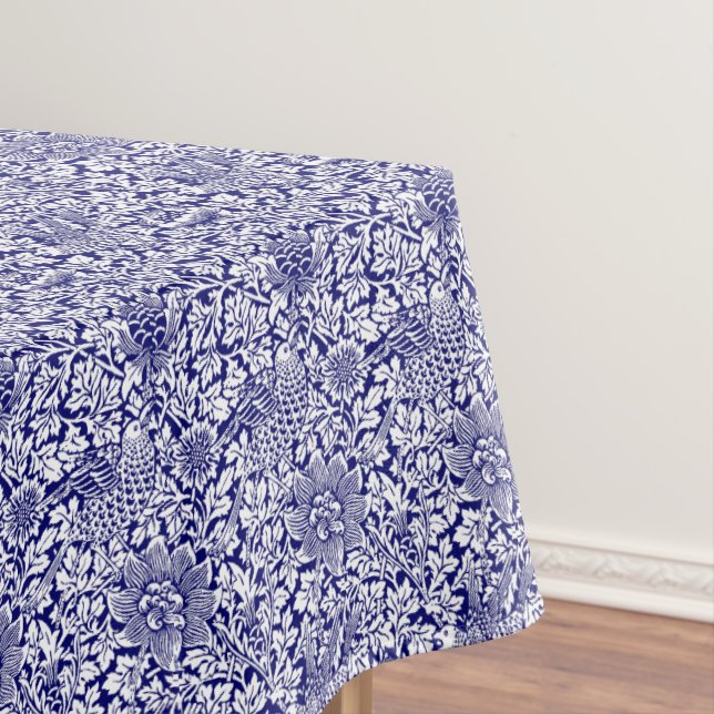 William Morris Vintage Bird & Anemone Pattern Tablecloth (In Situ)