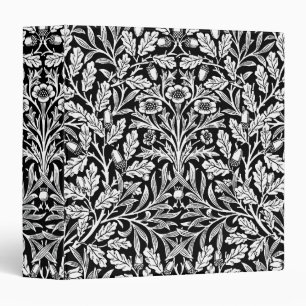 William Morris Vintage Black White Oak Pattern Binder