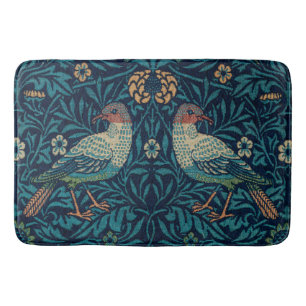 William Morris Vintage Blue Birds Pattern  Bath Mat