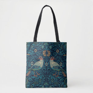 William Morris Vintage Blue Birds Pattern Tote Bag