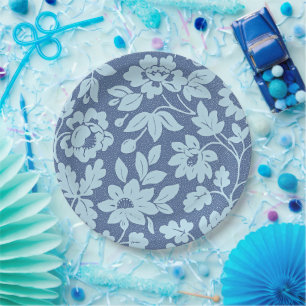 William Morris, vintage blue blossoms, Paper Plate