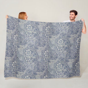 William Morris Vintage Blue Floral Pattern Fleece Blanket