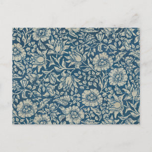 William Morris Vintage Blue Floral Pattern Postcard