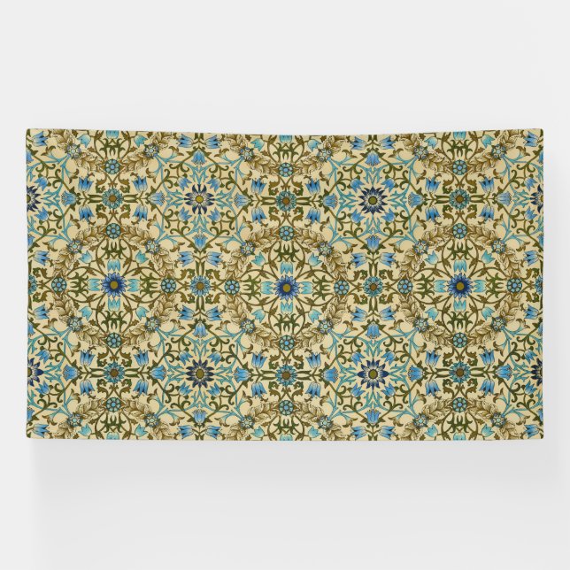 William Morris Vintage Blue Vine Seamless Pattern Banner (Horizontal)