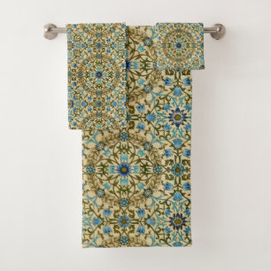 William Morris Vintage Blue Vine Seamless Pattern Bath Towel Set