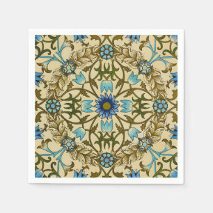 William Morris Vintage Blue Vine Seamless Pattern Napkin