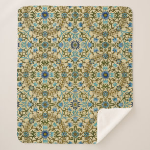 William Morris Vintage Blue Vine Seamless Pattern Sherpa Blanket