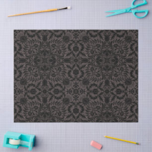 William Morris Vintage Borage Floral Pattern Black Tissue Paper