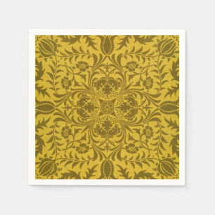 William Morris Vintage Borage Floral Pattern Gold Napkin