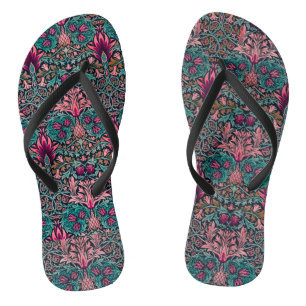 William Morris Vintage Botanical Pattern  Flip Flops