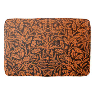 William Morris Vintage Burnt Orange Black Pattern Bath Mat