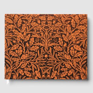 William Morris Vintage Burnt Orange Black Pattern Guest Book
