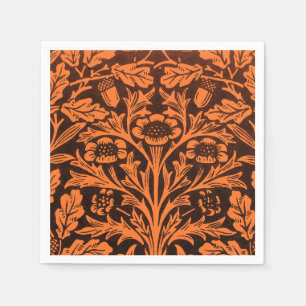 William Morris Vintage Burnt Orange Black Pattern Napkin