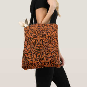 William Morris Vintage Burnt Orange Black Pattern Tote Bag
