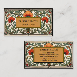 William Morris vintage Compton Floral Art Nouveau Business Card