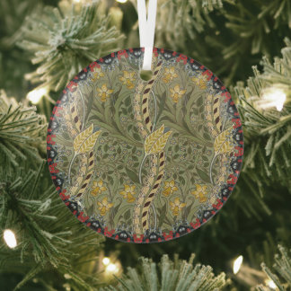 William Morris Vintage Daffodil Pattern Glass Ornament