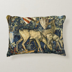 William Morris Vintage Deer & Shields Tapestry Art Accent Pillow