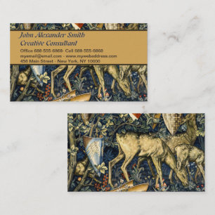 William Morris Vintage Deer & Shields Tapestry Art Business Card