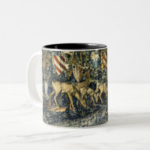 William Morris Vintage Deer & Shields Tapestry Art Two-Tone Coffee Mug