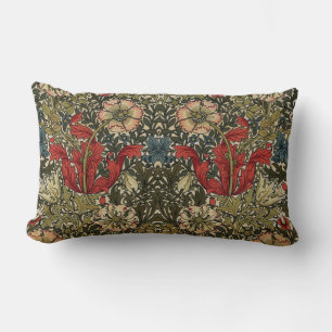 William Morris Vintage Elegant Floral Pattern Lumbar Pillow