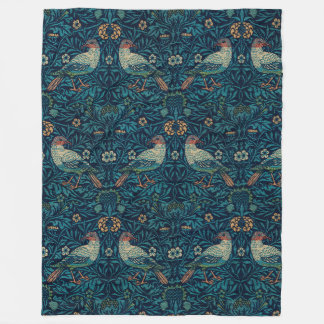 William Morris Vintage Floral Bird Fleece Blanket