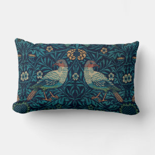 William Morris Vintage Floral Birds Lumbar Pillow
