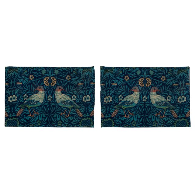 William Morris Vintage Floral Birds Pillowcase (Back-Set)