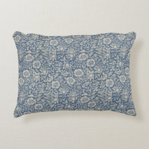 William Morris Vintage Floral Blue Mallow Accent Pillow
