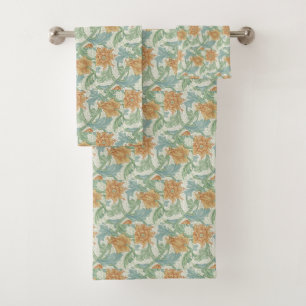 William Morris Vintage Floral Blue Single Stem Bath Towel Set