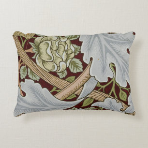William Morris Vintage Floral Flower White Red Accent Pillow