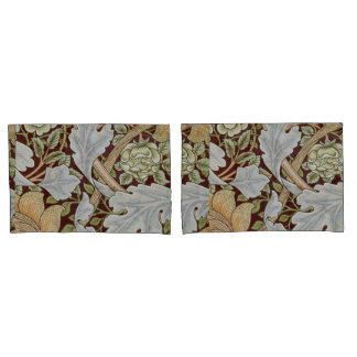 William Morris Vintage Floral Flower White Red Pillowcase